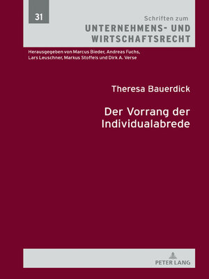cover image of Der Vorrang der Individualabrede